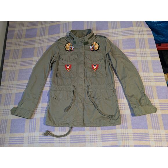 Ralph Lauren Denim & Supply Military Utility Jacket Medium Army Indian Beaded